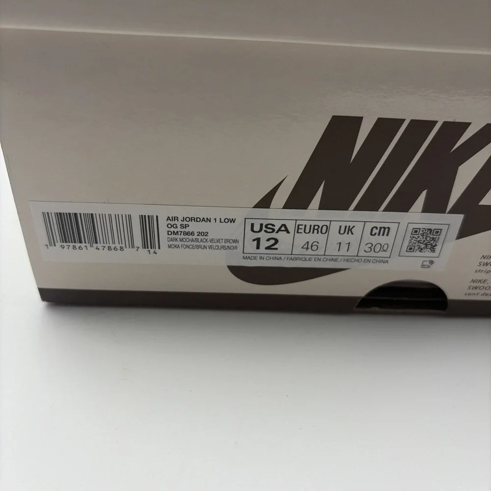 Size 12 - Travis Scott x Air Jordan 1 Retro OG SP Low Velvet Brown (DM7866-202)